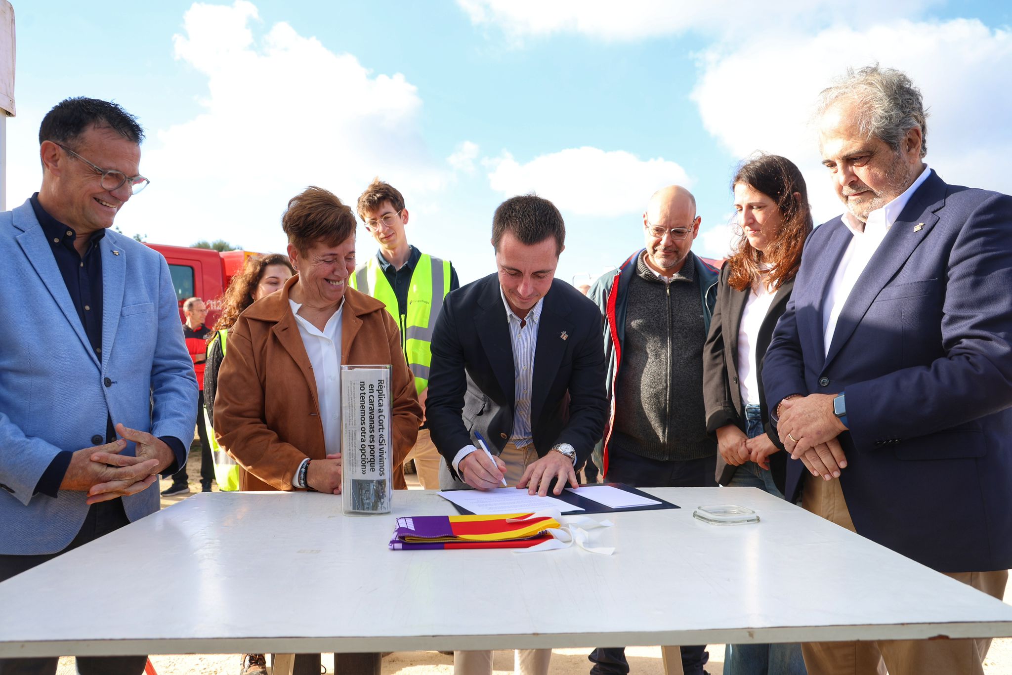 Col·locació de la primera pedra del parc nou dels Bombers de Mallorca a Santanyí.