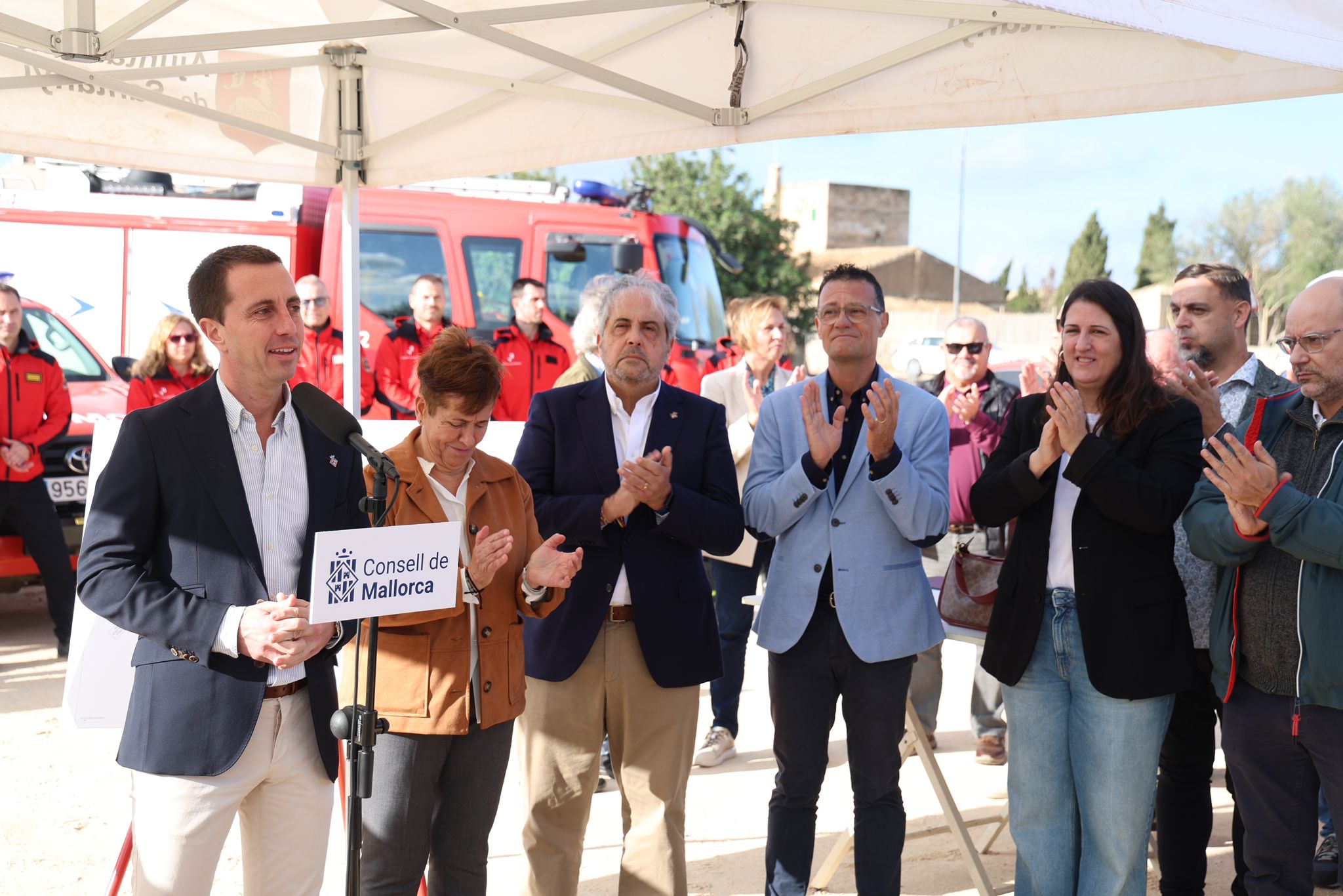 Col·locació de la primera pedra del parc nou dels Bombers de Mallorca a Santanyí.
