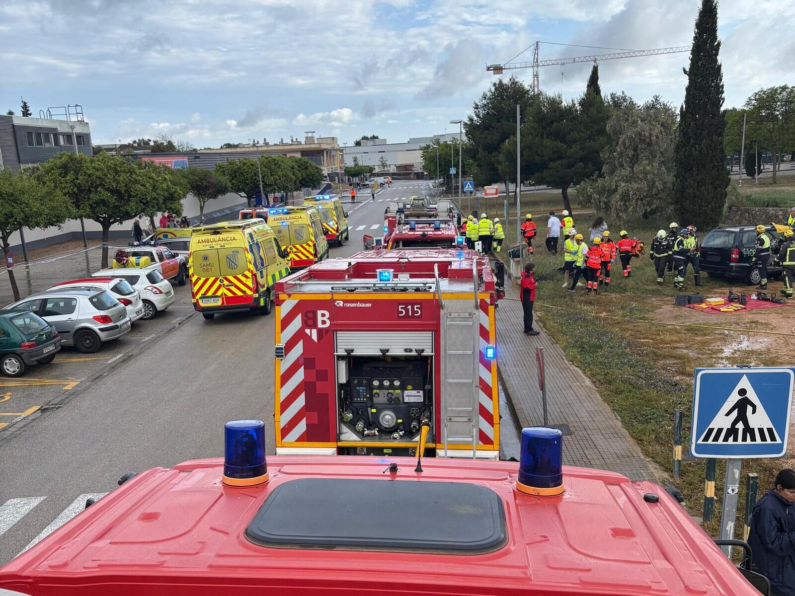 Simulacro en el que participaron los Bomberos de Mallorca.