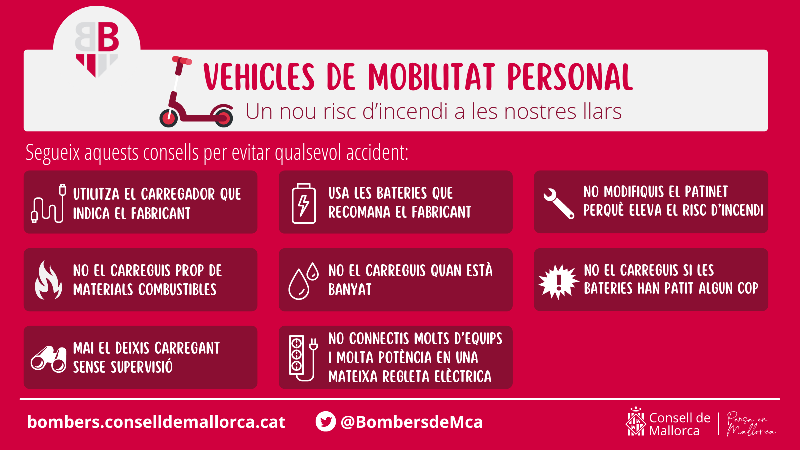 Lista de consejos de uso de los vehículos de movilidad personal.